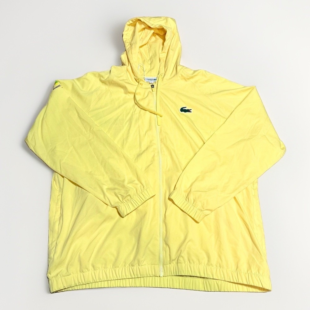 Lacoste Sport Miami Open 2023 Windbreaker Jacket Yellow Mens 3XL Full Zip Hooded